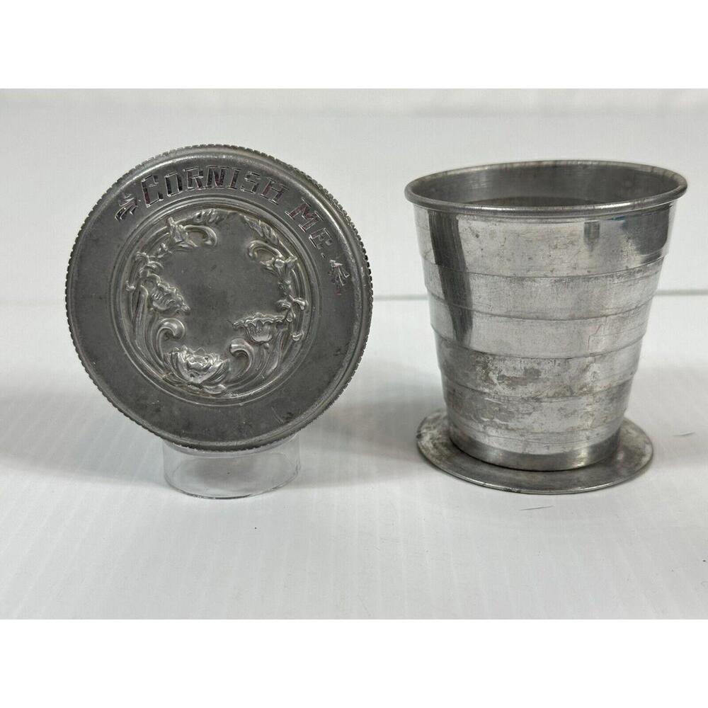 Vintage Souvenir Travel Pocket Cup Telescope Metal Original Screw Cap Cornish ME
